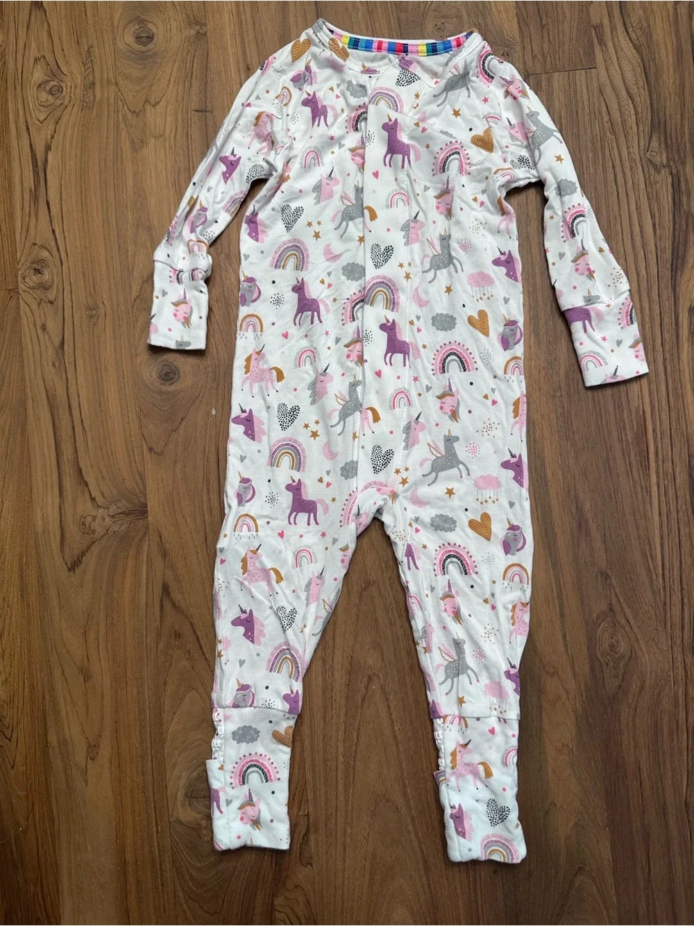 Magnetic Me White Unicorn & Rainbow Footed One-Piece Pajamas